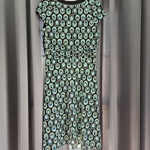 Dress by Sandra Darren Brown and Aqua Geometric Cap-Sleeve